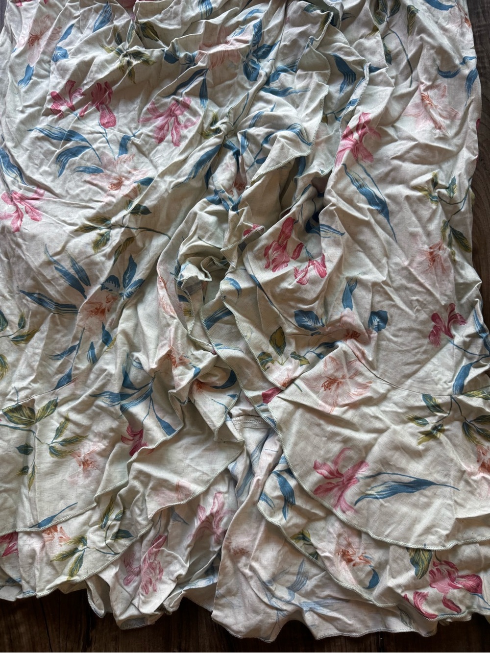 NWT Kiyonna Floral Wrap Maxi Dress in Cream with Pink & Blue Accents size XL - Picture 5 of 9